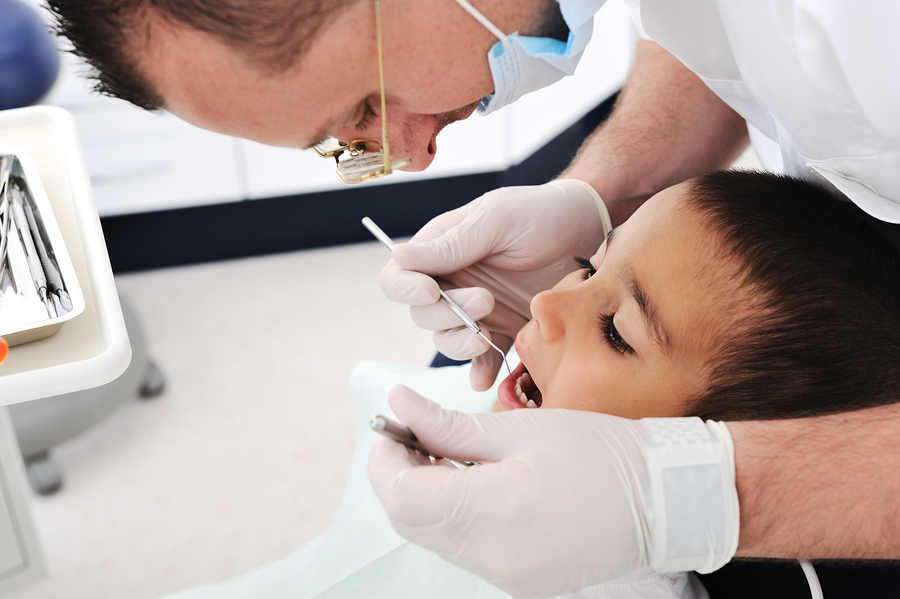 Child's teeth checkup at the dentist