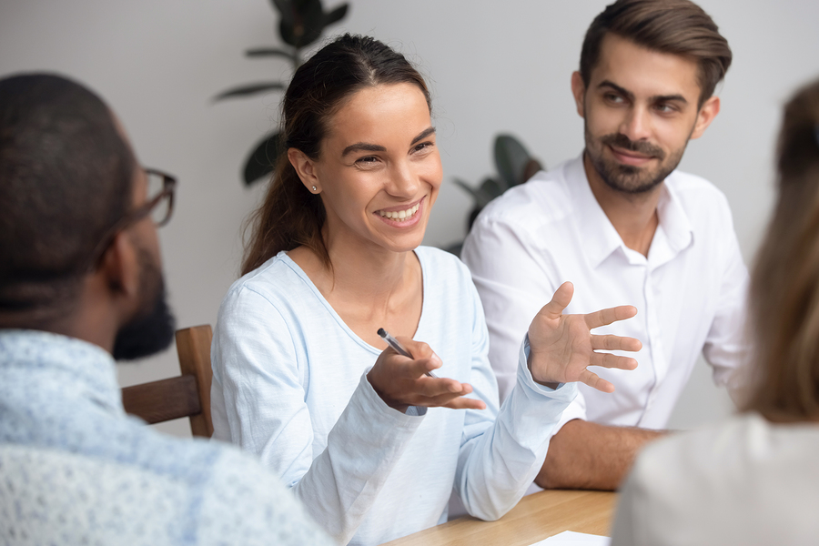 Woman talking in a meeting